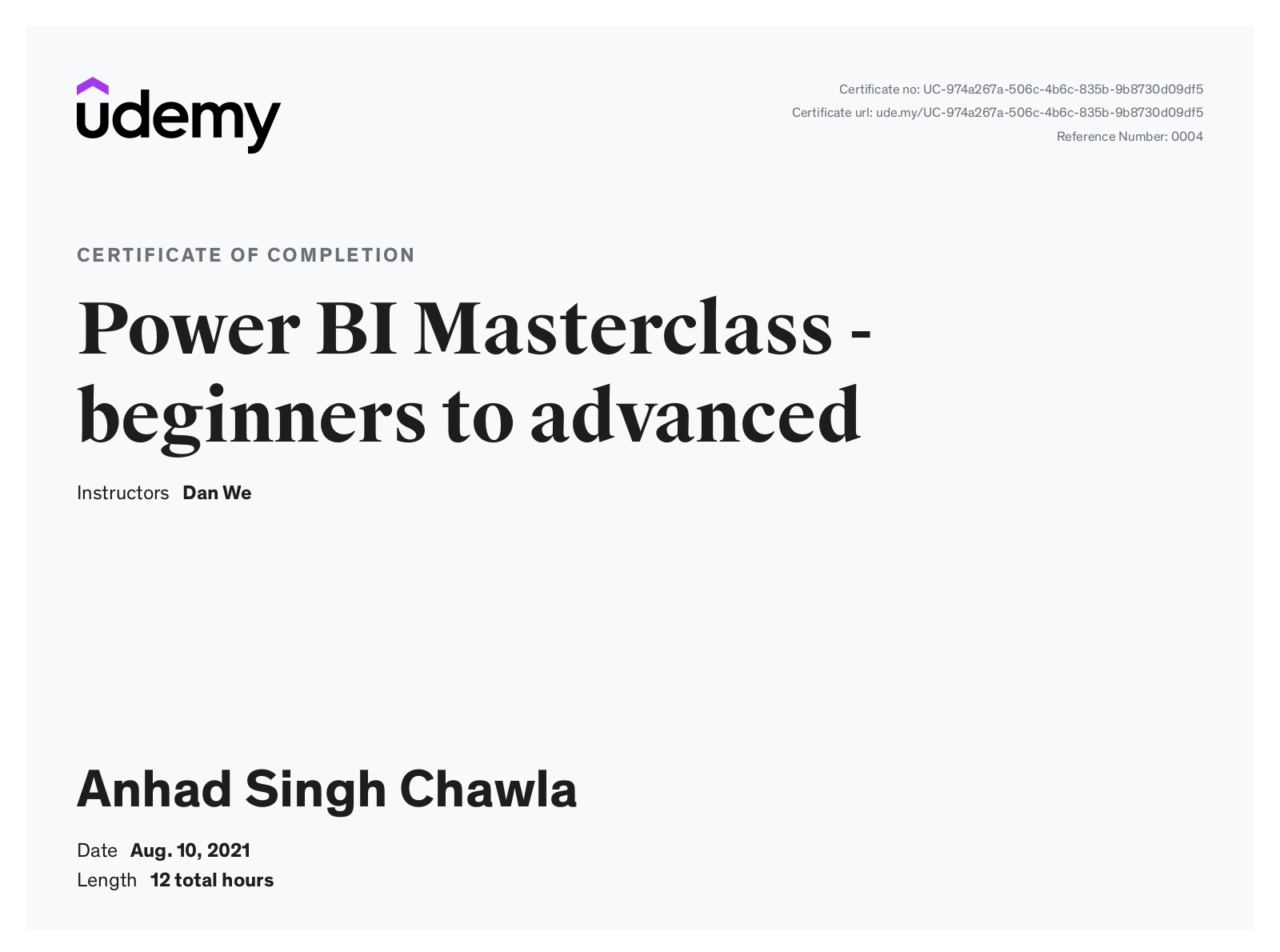 Power BI certificate