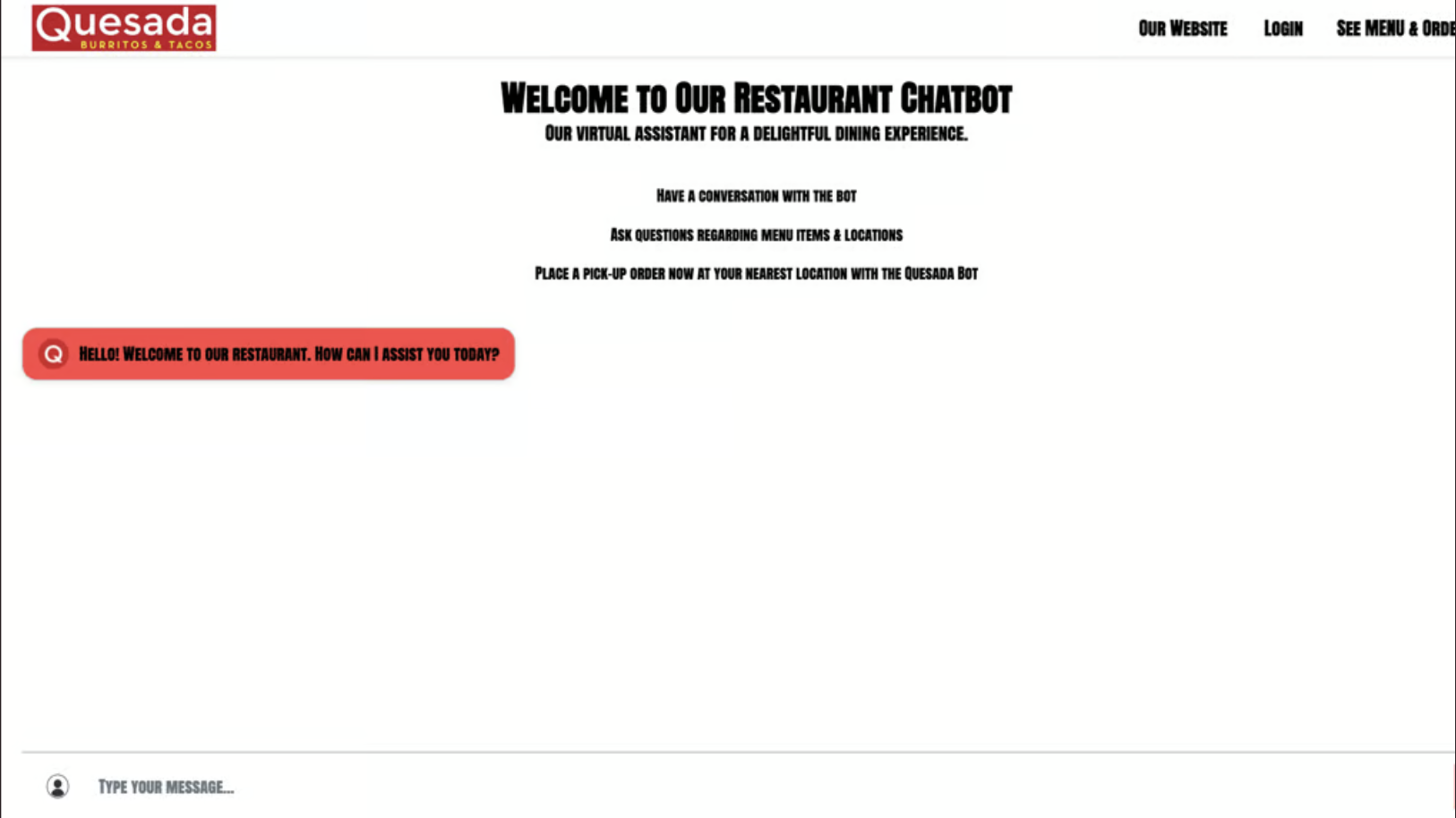AI-powered restaurant chatbot system
